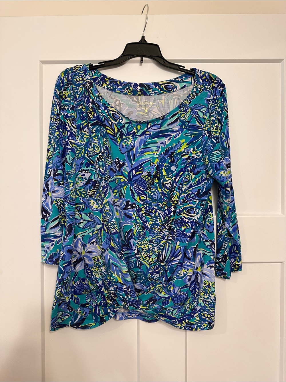 Lilly Pulitzer Women’s Blue Green Printed Twist-Hem Top